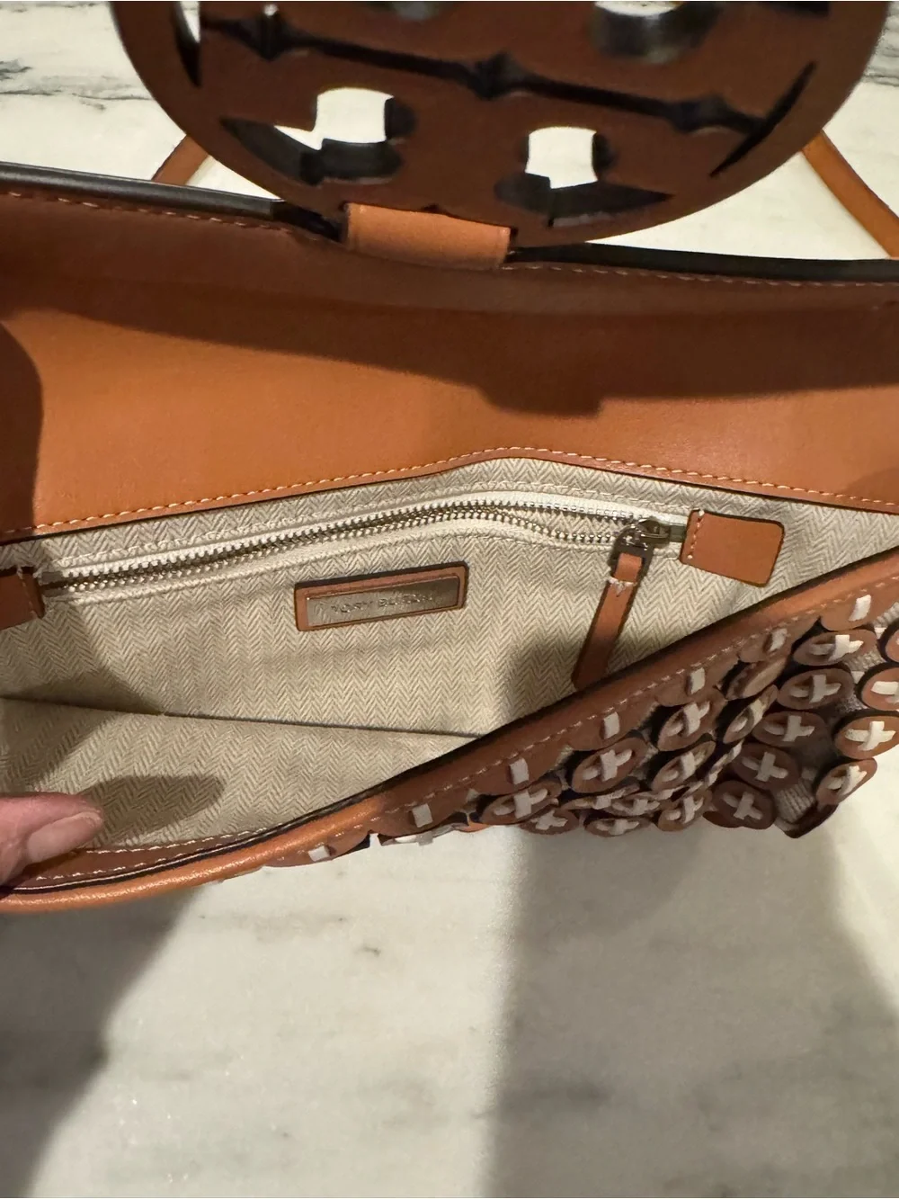 Tory Burch Leather Logo-Front Crossbody Bag